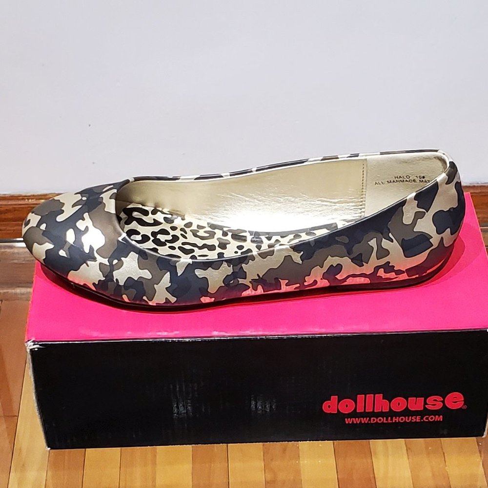 Gold Camouflage vegan flats
